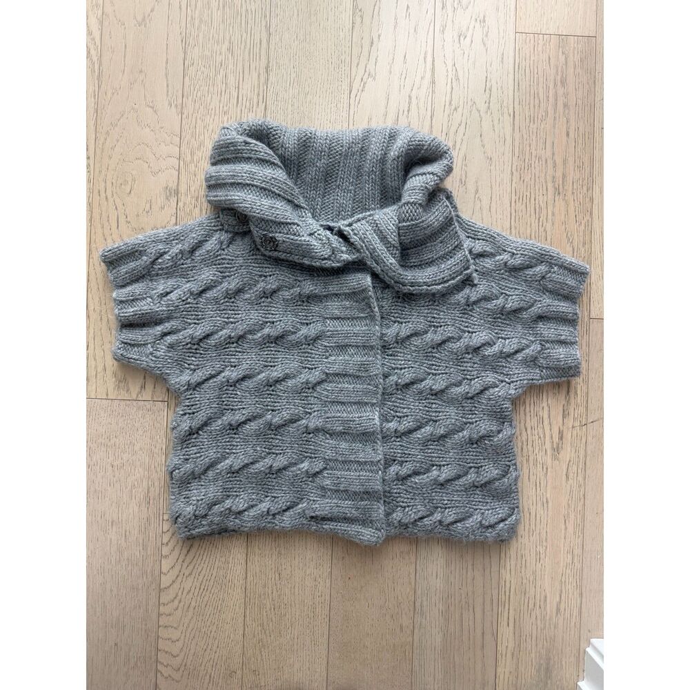 Gap Hand Knit Sweater Vest Large Gray Wool Alpaca Blend Chunky Knit